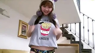 Sexy busty Asian teen girlfriend fingers